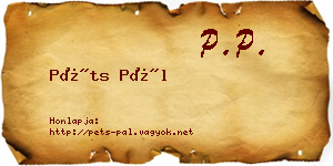 Péts Pál névjegykártya